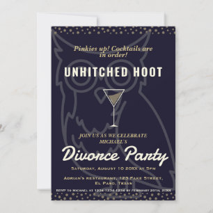 Invitación El fiesta del divorcio invita a: "Hoots sin amigue