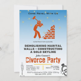 Invitación El fiesta del divorcio invita: cierre de construcc