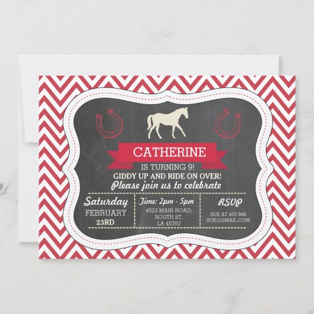 Invitación El fiesta del montar a caballo invita a la (Anverso)
