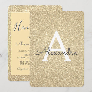 Invitación El Fiesta del Purpurina Hen de Luxury Gold Sparkle