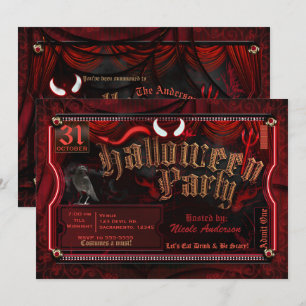 Invitación El fiesta diabólico del traje de Halloween admite