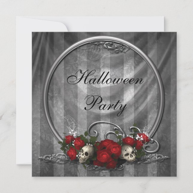 Invitación El fiesta elegante de Halloween de los cráneos y (Anverso)