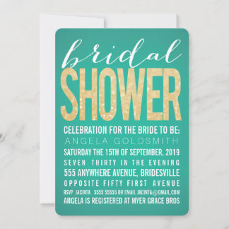 Invitación El fiesta esmeralda de la ducha del brillo nupcial