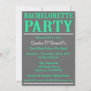Invitación El fiesta fresco de Bachelorette invita (verde de