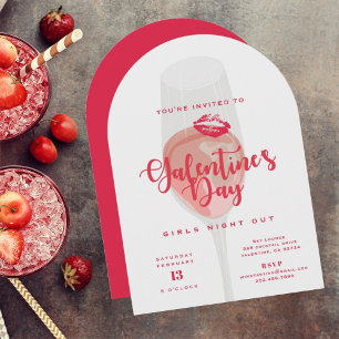 Invitación El Fiesta galentino acuarela rosada rosada