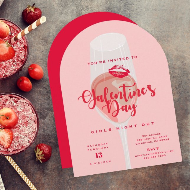 Invitación El Fiesta galentino acuarela rosada rosada (Subido por el creador)