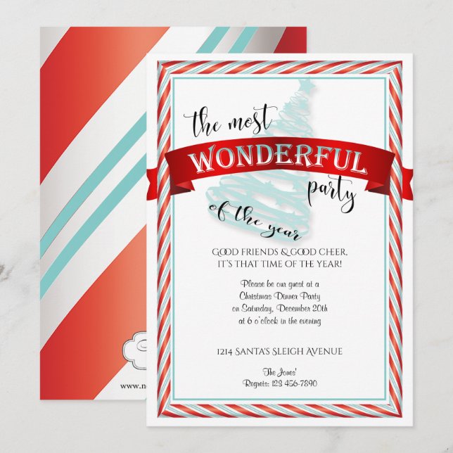 Invitación El Fiesta más maravilloso de los Navidades del tie (Anverso / Reverso)