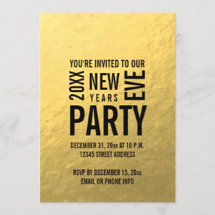 Invitación El fiesta moderno de Noche Vieja del falso Relieve
