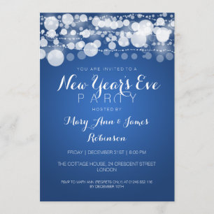 Invitación El Fiesta moderno de Nochevieja es azul