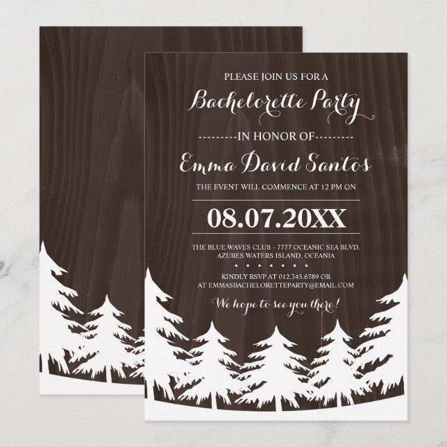 Invitación El fiesta oscuro de Bachelorette del bosque invita (Anverso / Reverso)