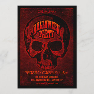 Invitación El fiesta oscuro de Halloween del cráneo del