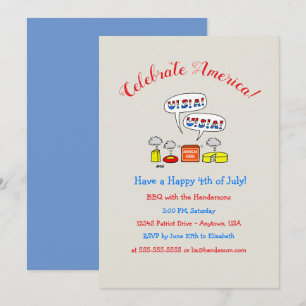 Invitación El fiesta patriótico chistoso del Bbq de las