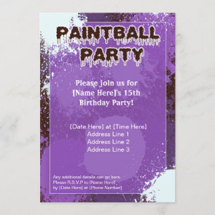 Invitación El fiesta púrpura de Paintball invita