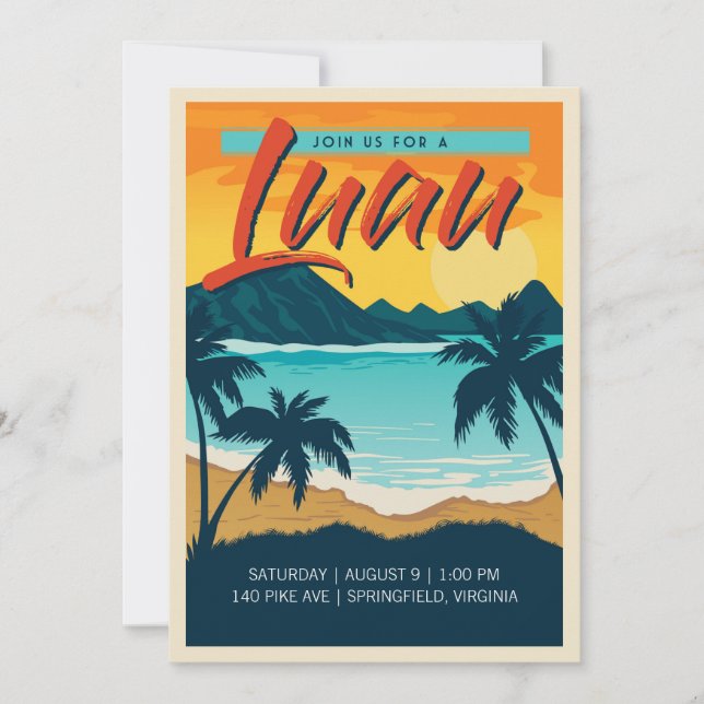 Invitación El fiesta retro de Luau invita (Anverso)