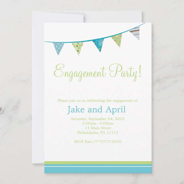 Invitación El fiesta señala al fiesta de compromiso por medio (Anverso)