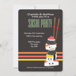 Invitación El Fiesta sushi Cute Kawaii personaliza el japonés