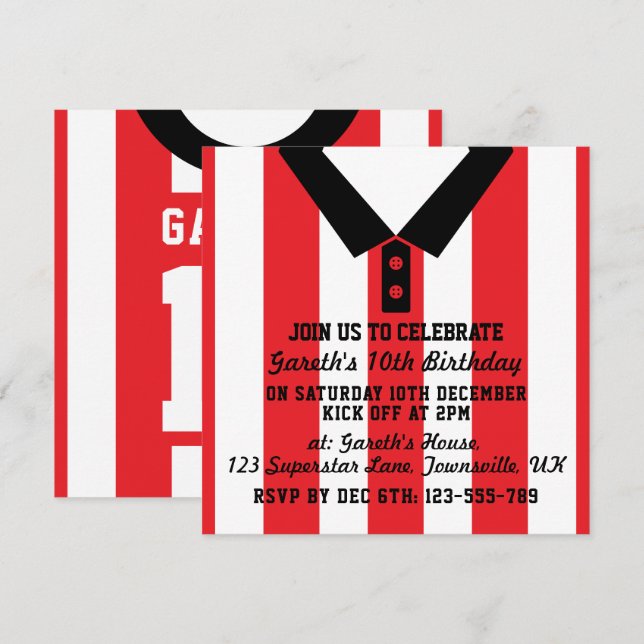 Invitación El fiesta temático del jersey de fútbol invita a (Anverso / Reverso)