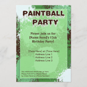 Invitación El fiesta verde de Paintball invita