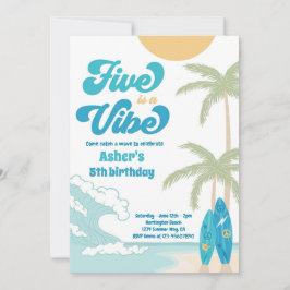 Invitación El Five Es Un Aniversario De La Playa Retro Vibra