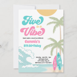 Invitación El Five Es Un Aniversario De La Playa Retro Vibra