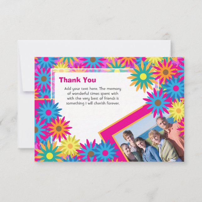 Invitación El flower power feliz del Hippie le agradece las (Anverso)