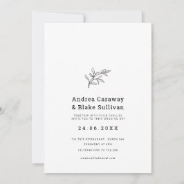 Invitación El follaje blanco y negro moderno y sencillo