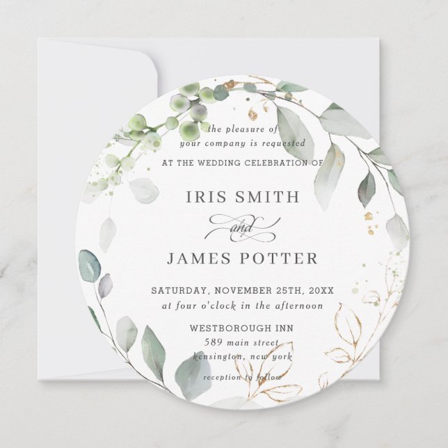 Invitación El follaje de la vegetación rústica deja Boda de o (Anverso)