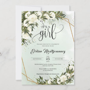 Invitación El follaje de Oliva Verde Forestal Rosas blancas E