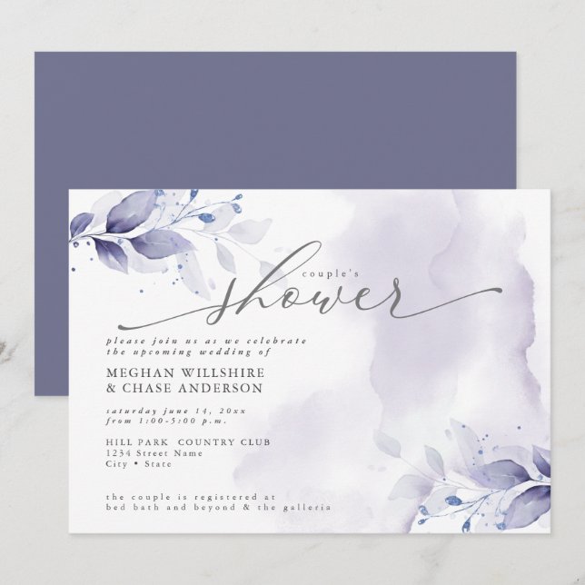 Invitación El follaje púrpura del plumero de la ducha de la p (Anverso / Reverso)