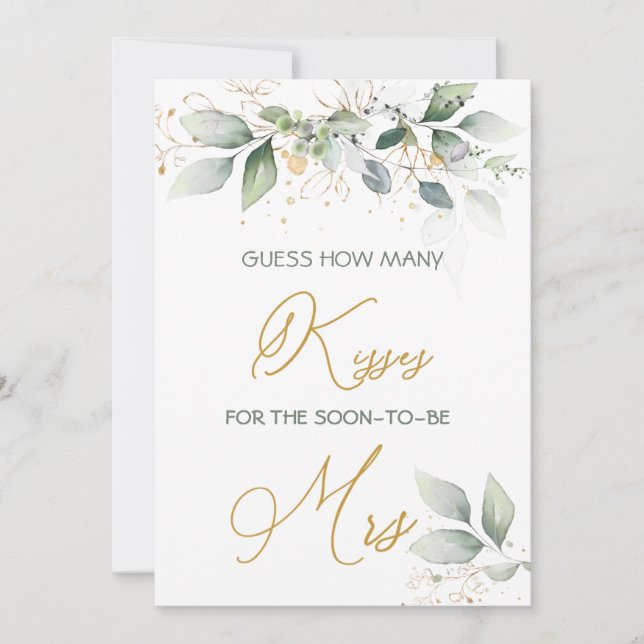 Invitación El follaje verde adivina cuántos besos (Anverso)