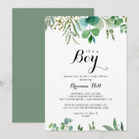 El follaje verde eucalipto es un niño Baby Shower