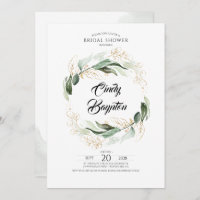 El follaje verde y el oro dejan la ducha de novia