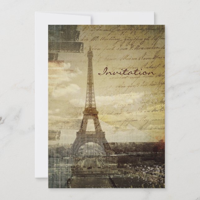 Invitación El francés scripts la torre Eiffel moderna de (Anverso)