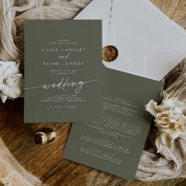 Invitación El Frente Verde Olivo de la Moda Boho y el Boda tr