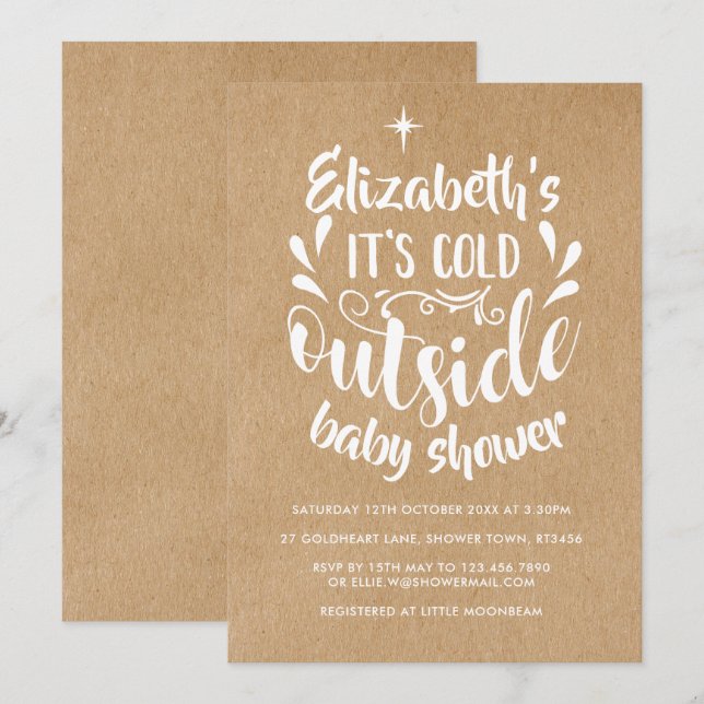 Invitación El frío exterior de Baby Shower/Rasgulla de rociar (Anverso / Reverso)