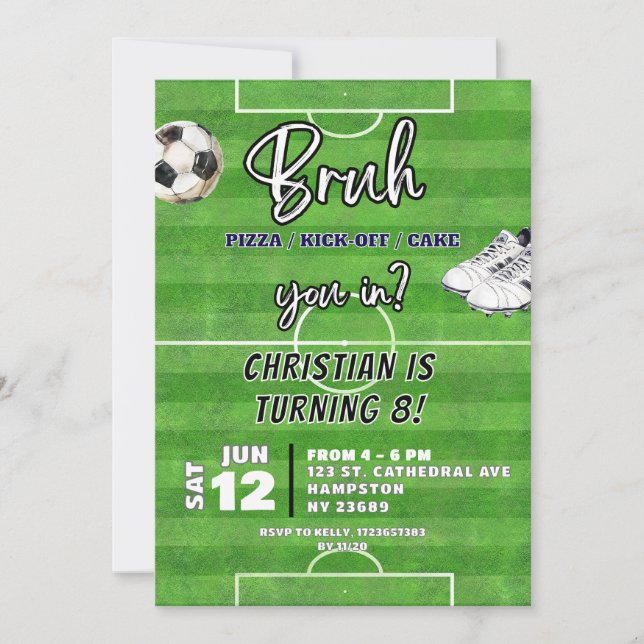 Invitación El fútbol te golpea en el cumpleaños de un chico a (Anverso)