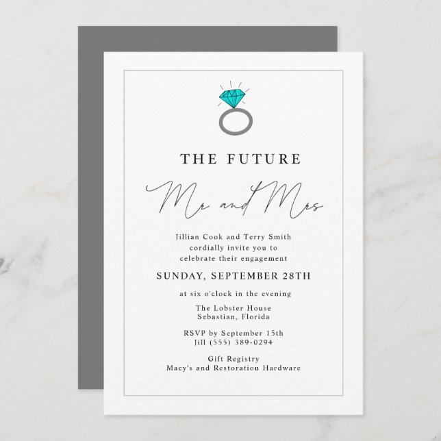 Invitación El futuro del Sr. y la Sra. Engagement Party (Anverso / Reverso)