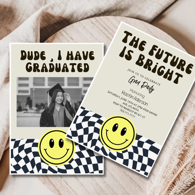Invitación El futuro es fiesta de graduación de Retro Brillan (Subido por el creador)
