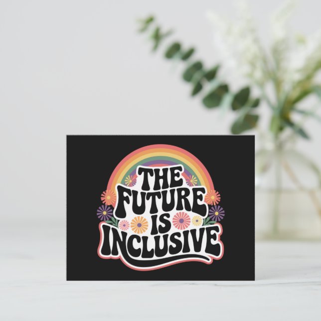 Invitación El futuro es inclusivo el gay con bandera arcoiris (Anverso de pie)