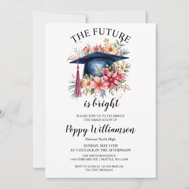 Invitación El Futuro Es Una Brillante Fiesta De Graduación (Anverso)