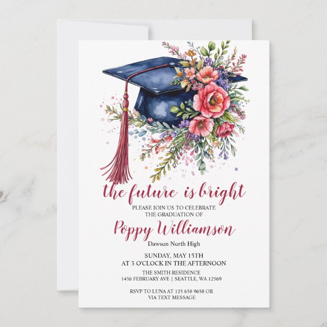 Invitación El Futuro Es Una Brillante Fiesta De Graduación (Anverso)