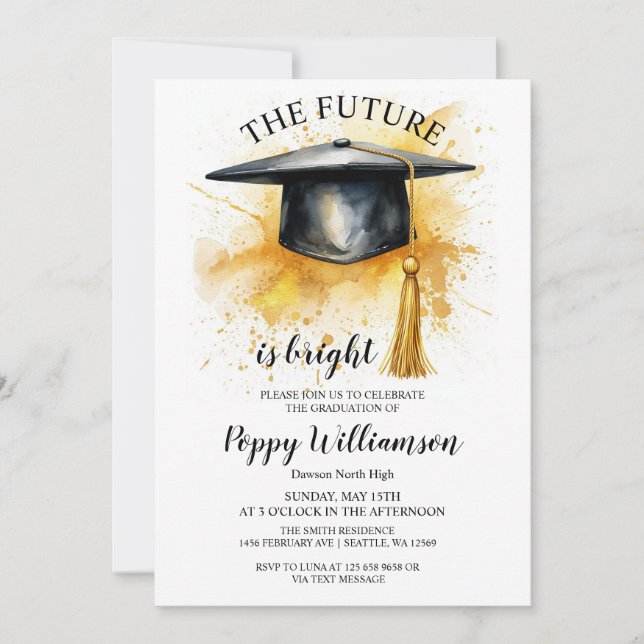 Invitación El Futuro Es Una Brillante Fiesta De Graduación (Anverso)