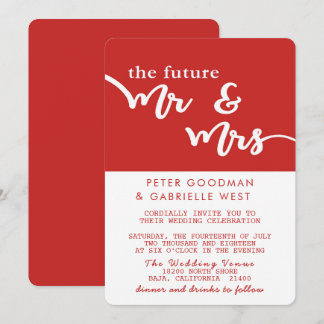 Invitación El futuro Sr. y la Sra. Wedding Invitation (rojo)