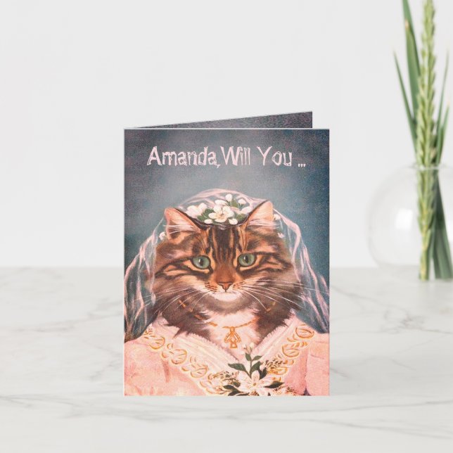 Invitación El gato de novia lindo y gracioso es mi novia. (Anverso)