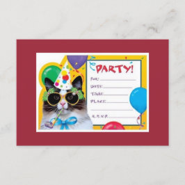 Invitación ¡El gato del fiesta está listo para su cumpleaños!