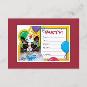 Invitación ¡El gato del fiesta está listo para su cumpleaños!
