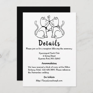 Invitación El gato detalla los gatos Boda blanco negro lindo