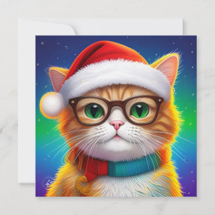Invitación El gato navidad como Santa Claus