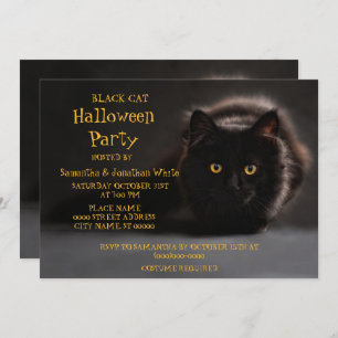 Invitación El gato negro vintage espantó la fiesta de Hallowe