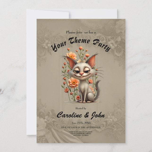 Invitación El gato travieso  (Anverso)